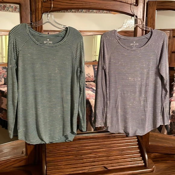 American Eagle Outfitters Tops - American Eagle Outfitters Two Soft & Sexy Long Sleeved Distressed Shirts